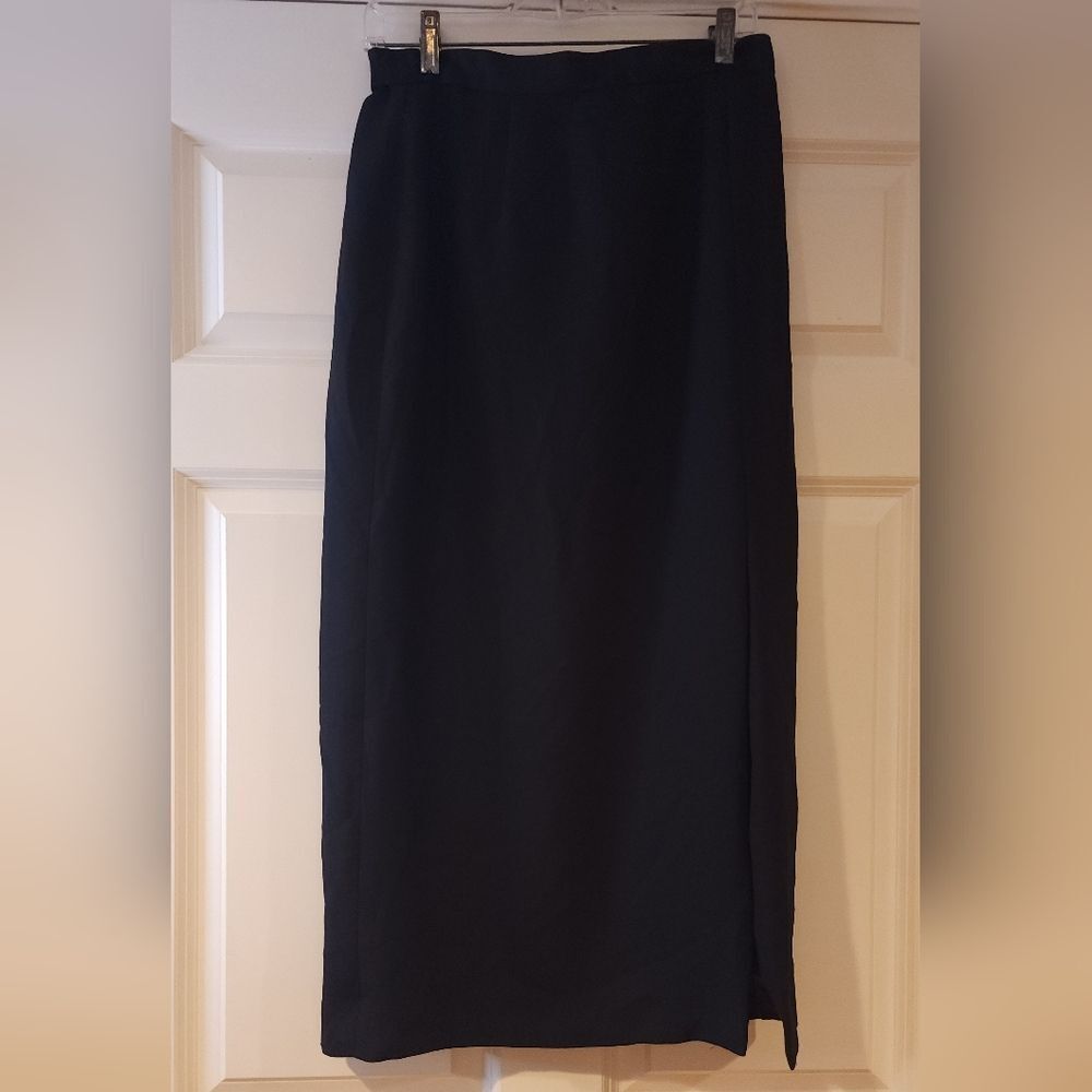Nipon Night Essentials black lined maxi skirt with side slit Size 12